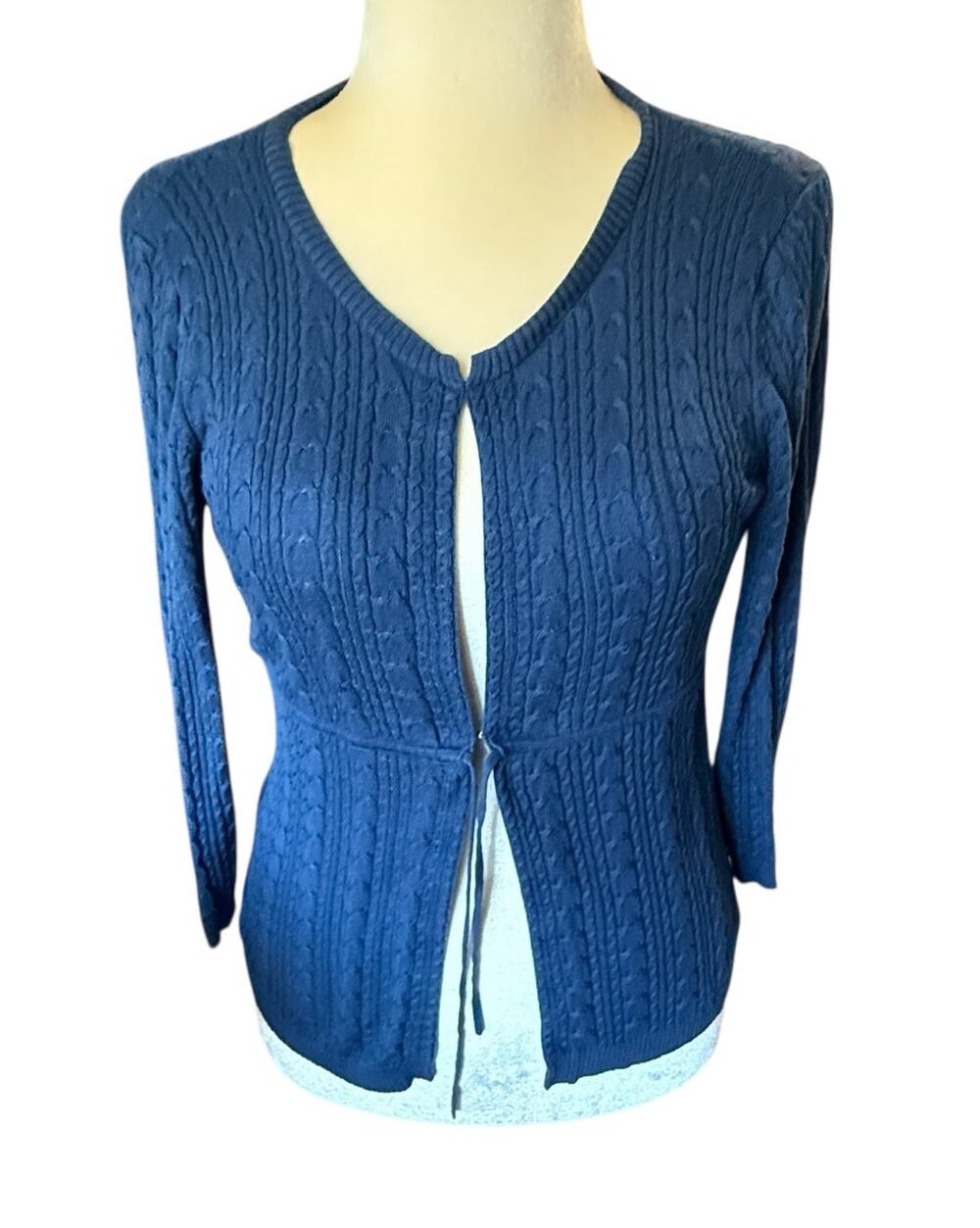 BCBG MaxAzria Navy Blue Silk/Cotton Cardigan Sweater - Large